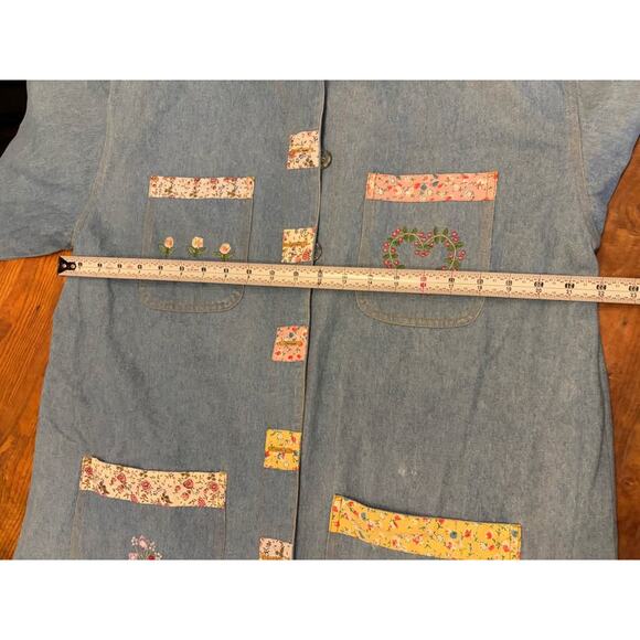 Sz M/L - Vintage 90s Denim & Embroidery Jacket - Picture 8 of 9